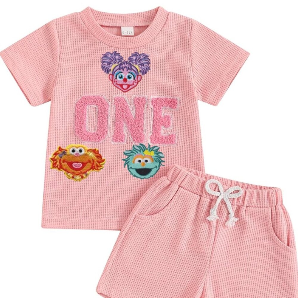 Pink Girl First Birthday Abby Cadabby Outfit Zoe Shirt Shorts Sesame Street Top